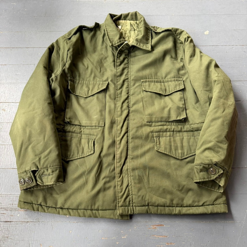 Vintage 1950s 1960s US Army M68 Field Jacket Olive Green Mens Large EMAR Zip